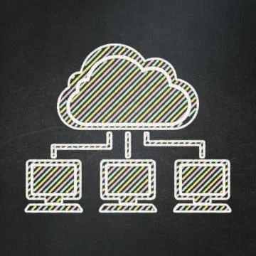 Cloud technology concept: Cloud Network on chalkboard background Illustrazione stock