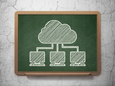 Cloud technology concept: Cloud Network on chalkboard background Illustrazione stock