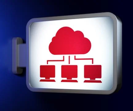Cloud technology concept: Cloud Network on billboard background Stock Illustration