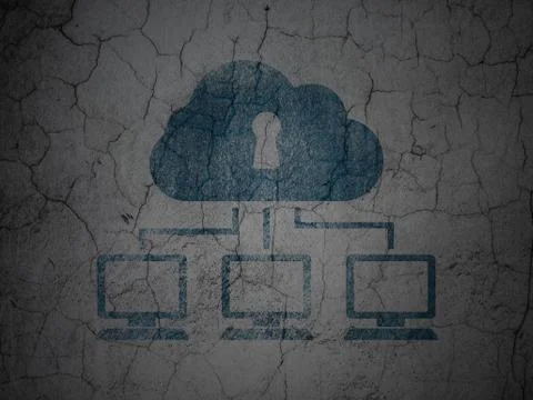Cloud technology concept: Cloud Network on grunge wall 스톡 일러스트