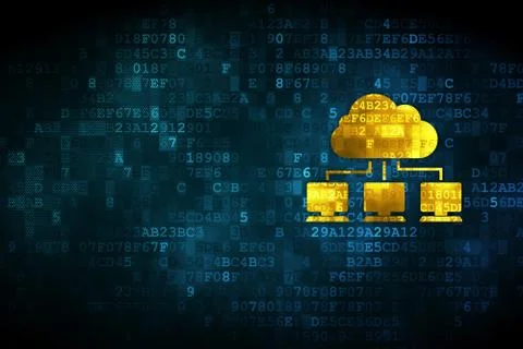 Cloud technology concept: Cloud Network on digital background Illustrazione stock