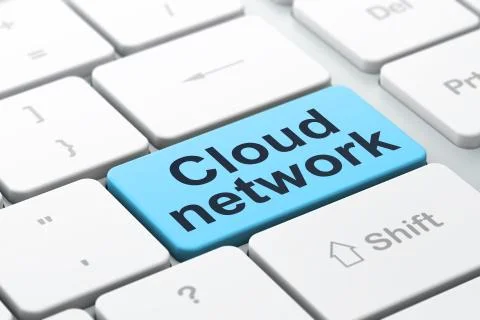 Cloud technology concept: Cloud Network on computer keyboard bac Illustrazione stock