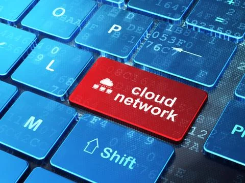 Cloud technology concept: Cloud Network and Cloud Network on com Stockillustratie