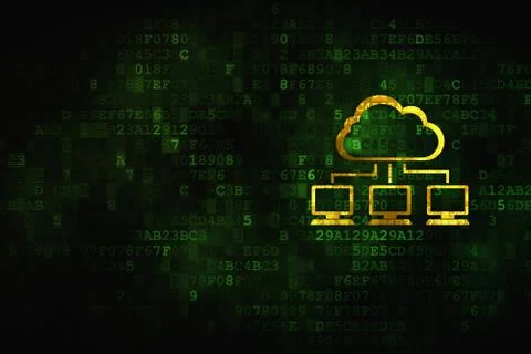 Cloud technology concept: Cloud Network on digital background Illustrazione stock
