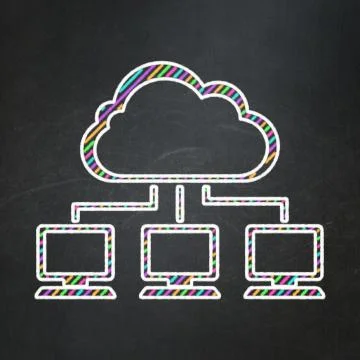 Cloud technology concept: Cloud Network on chalkboard background Stock Illustration