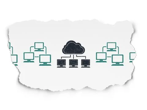 Cloud technology concept: cloud network icon on Torn Paper イラスト素材