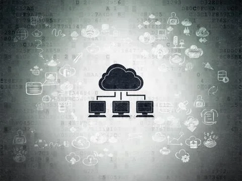 Cloud technology concept: Cloud Network on Digital Paper Illustrazione stock