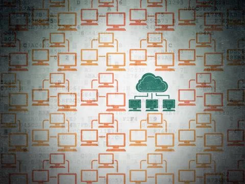 Cloud technology concept: cloud network icon on Digital Paper Stock Illustration