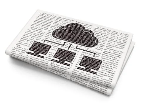 Cloud technology concept: Cloud Network on Newspaper background Illustrazione stock