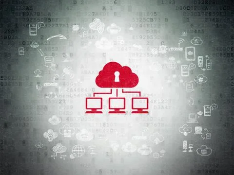 Cloud technology concept: Cloud Network on Digital Paper background Illustrazione stock