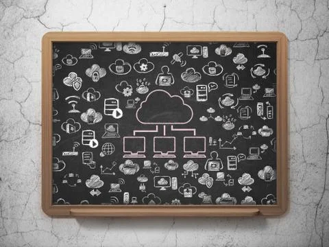Cloud technology concept: Cloud Network on School Board background Illustrazione stock