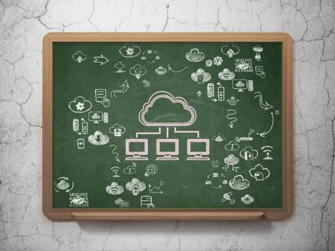 Cloud technology concept: Cloud Network on School Board background Stock Illustration