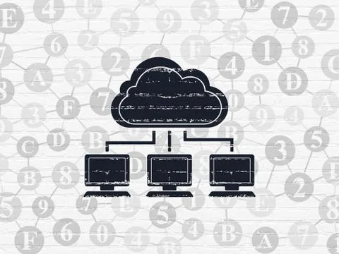 Cloud technology concept: Cloud Network on wall background イラスト素材