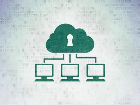 Cloud technology concept: Cloud Network on Digital Paper background 库存插图