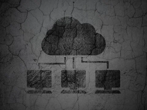 Cloud technology concept: Cloud Network on grunge wall background Illustrazione stock