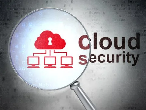 Cloud technology concept: Cloud Network and Cloud Security with optical glass イラスト素材