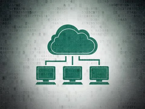 Cloud technology concept: Cloud Network on Digital Data Paper background Stock Illustration