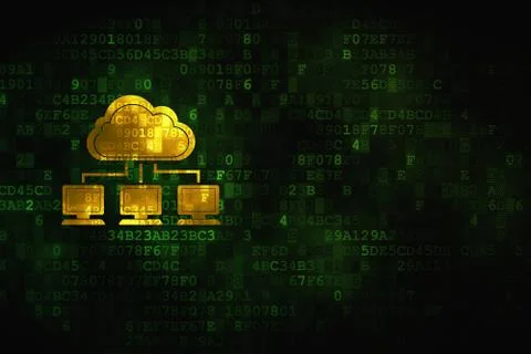 Cloud technology concept: Cloud Network on digital background Stock Illustration