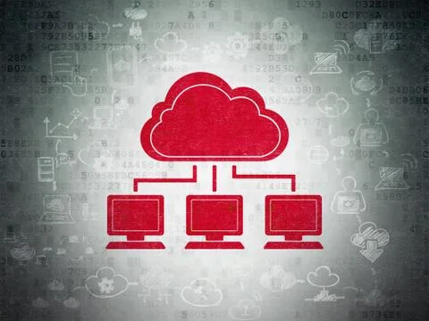 Cloud technology concept: Cloud Network on Digital Data Paper background Stock Illustration