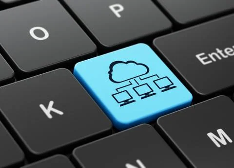 Cloud technology concept: Cloud Network on computer keyboard background Stock Illustration