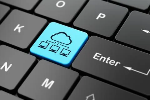 Cloud technology concept: Cloud Network on computer keyboard background イラスト素材