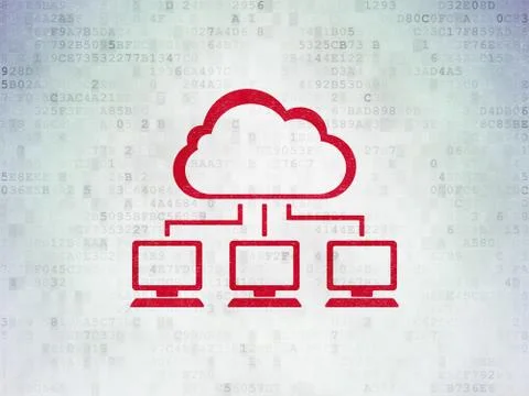 Cloud technology concept: Cloud Network on Digital Data Paper background 스톡 일러스트