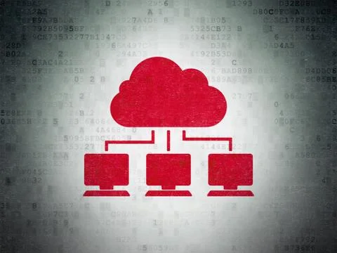 Cloud technology concept: Cloud Network on Digital Data Paper background Stock Illustration