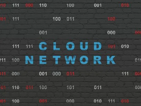 Cloud technology concept: Cloud Network on wall background 스톡 일러스트