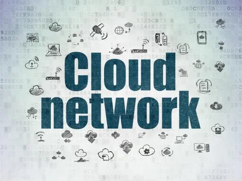 Cloud technology concept: Cloud Network on Digital Data Paper background Stock Illustration