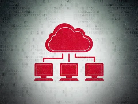 Cloud technology concept: Cloud Network on Digital Data Paper background 스톡 일러스트
