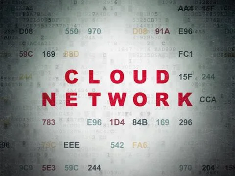Cloud technology concept: Cloud Network on Digital Data Paper background Illustrazione stock