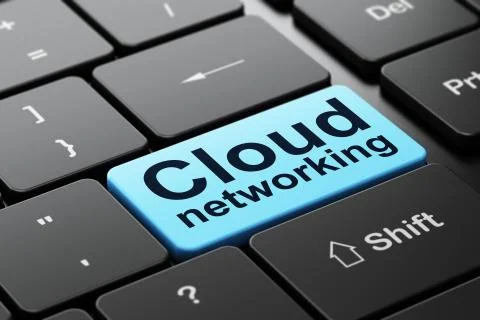 Cloud technology concept: Cloud Networking on computer keyboard background Stock Illustration