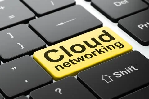 Cloud technology concept: Cloud Networking on computer keyboard background Stock Illustration