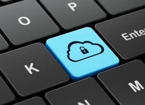 Cloud technology concept: Cloud With Padlock on computer Stock Illustration