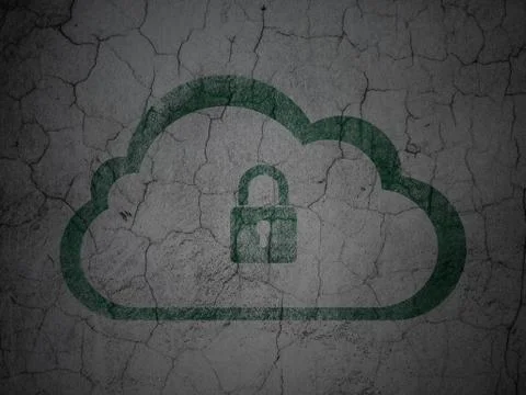 Cloud technology concept: Cloud With Padlock on grunge wall イラスト素材
