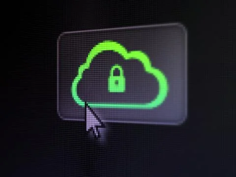 Cloud technology concept: Cloud With Padlock on digital button イラスト素材