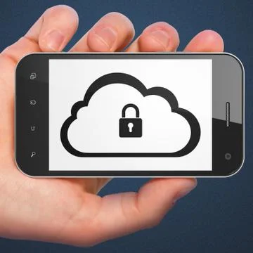 Cloud technology concept: Cloud With Padlock on smartphone イラスト素材