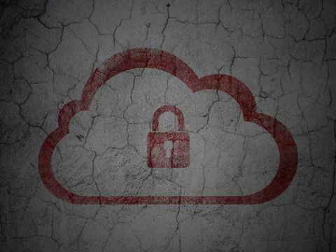 Cloud technology concept: Cloud With Padlock on grunge wall back イラスト素材