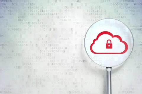 Cloud technology concept: Cloud With Padlock with optical glass Stock Illustration
