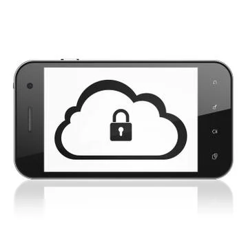 Cloud technology concept: Cloud With Padlock on smartphone イラスト素材