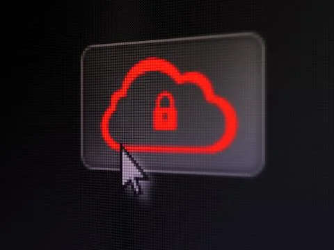 Cloud technology concept: Cloud With Padlock on digital button b イラスト素材