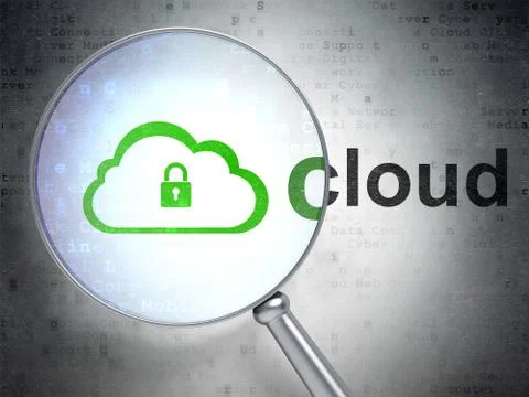 Cloud technology concept: Cloud With Padlock and Cloud with opti Stock Illustration