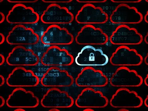 Cloud technology concept: cloud with padlock icon on Digital イラスト素材