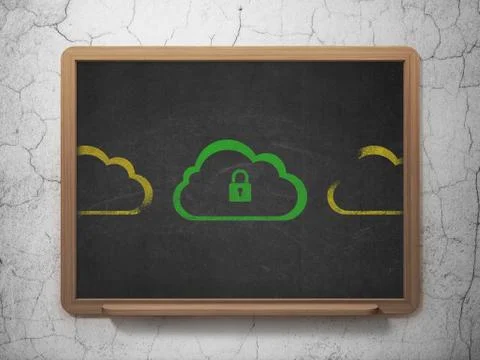 Cloud technology concept: cloud with padlock icon on School Board background イラスト素材