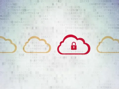 Cloud technology concept: cloud with padlock icon on Digital Paper background Stock Illustration