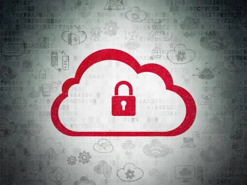 Cloud technology concept: Cloud With Padlock on Digital Data Paper background Stock Illustration