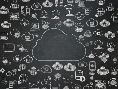 Cloud technology concept: Cloud on School Board background Illustrazione stock