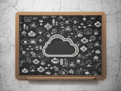 Cloud technology concept: Cloud on School board background イラスト素材