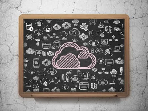 Cloud technology concept: Cloud on School board background Illustrazione stock
