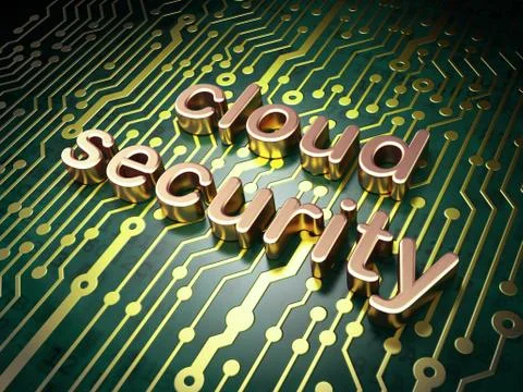 Cloud technology concept: Cloud Security on circuit board backgr Stock Illustration